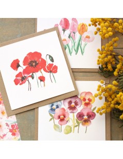 Trio de cartes fleuries en aquarelle