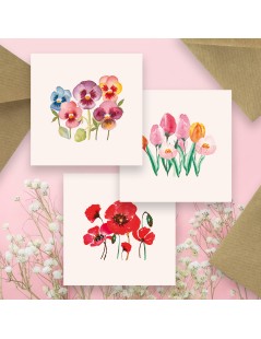 Trio de cartes fleuries en aquarelle