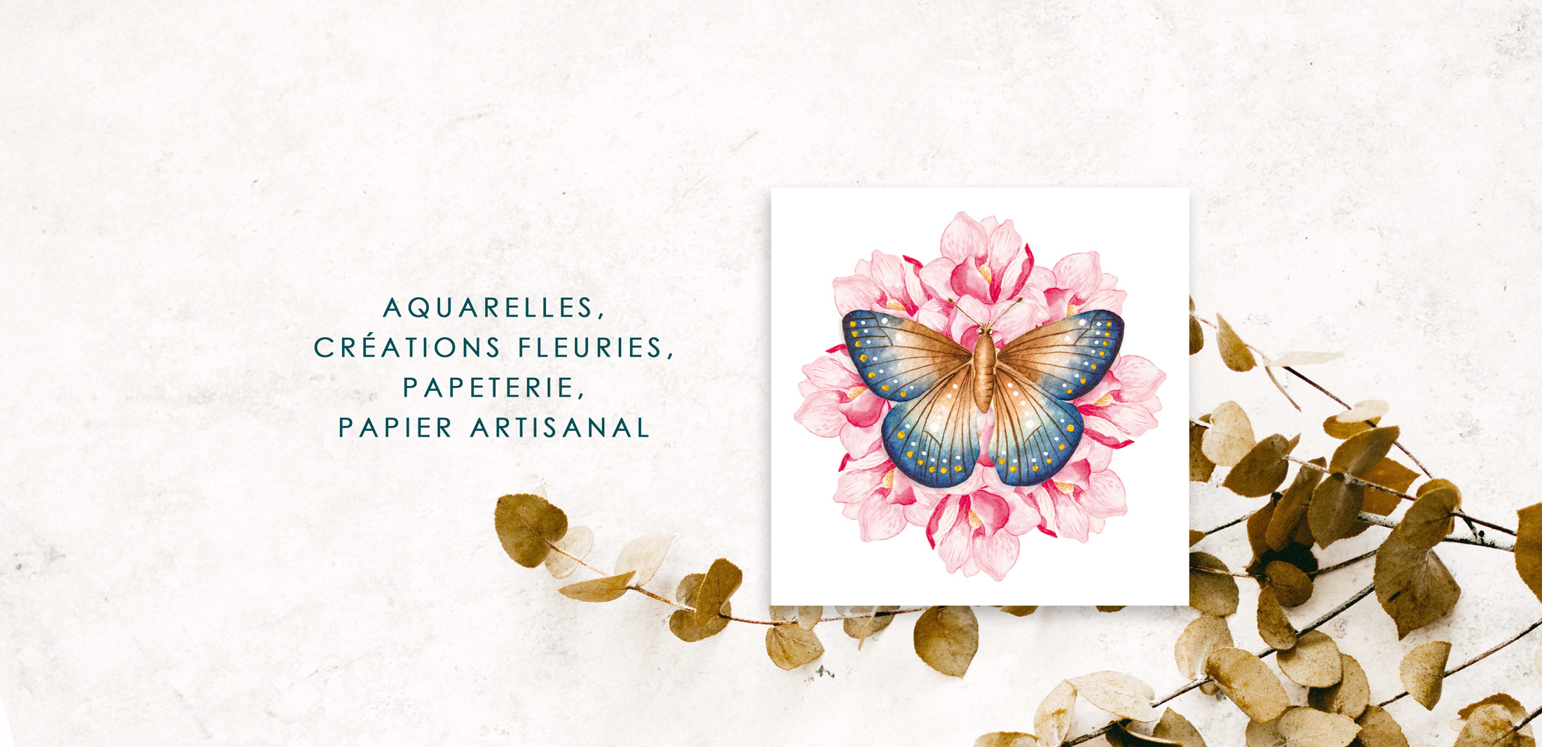 Aquarelle, créations fleuries, papeterie, papier artisanal