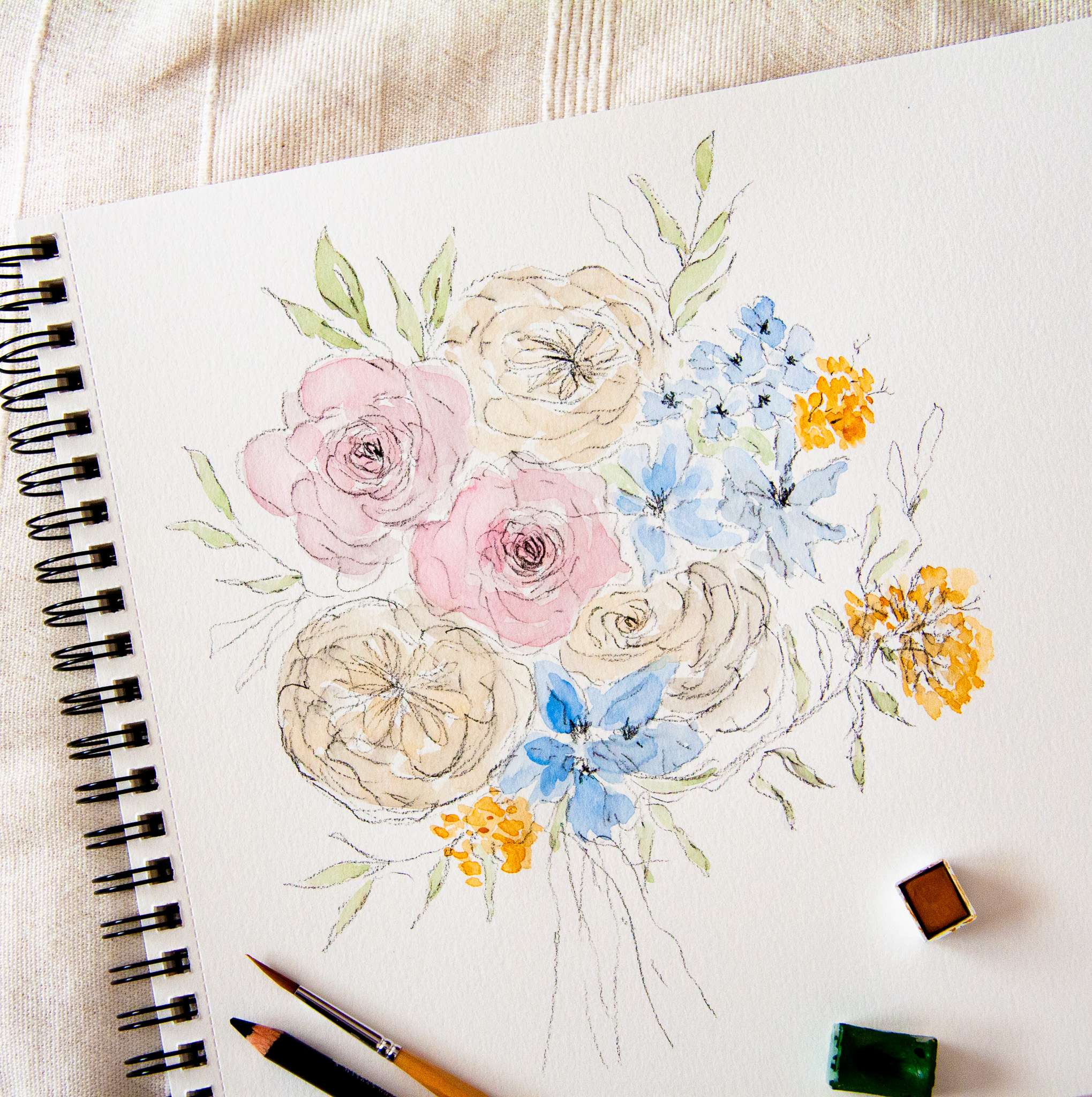 Illustration aquarelle bouquet fleur